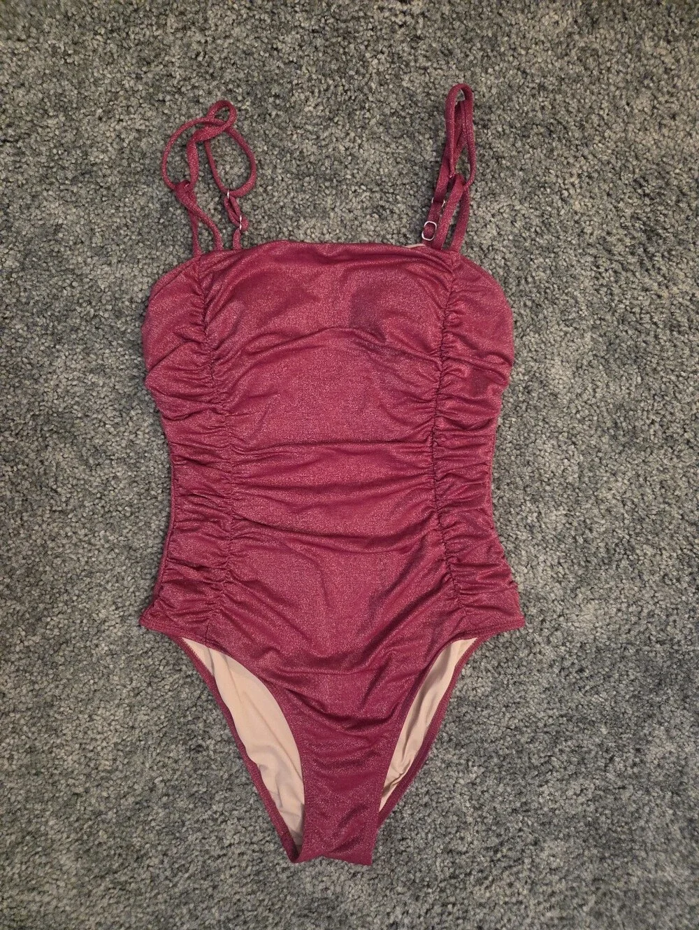 Cupshe Interlocking Shirred Lurex Tummy Control One Piece Swimsuit